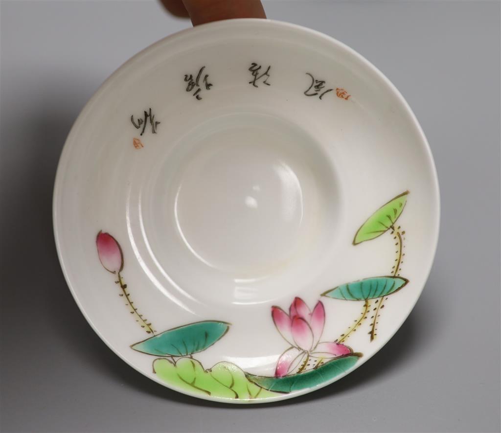 Five Chinese famille rose rice bowl, covers and stands